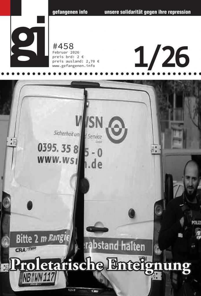 Titelseite des Gefangenen Info #458 Februar 2026